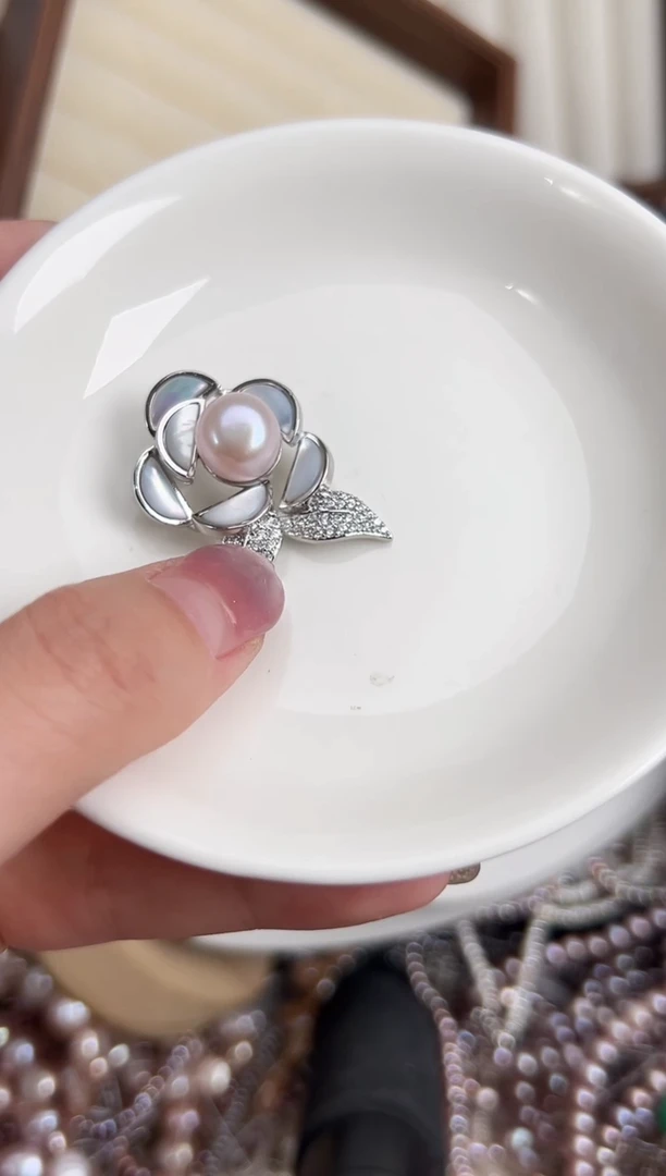未镶嵌福利淡水珍珠胸针*精工镶嵌