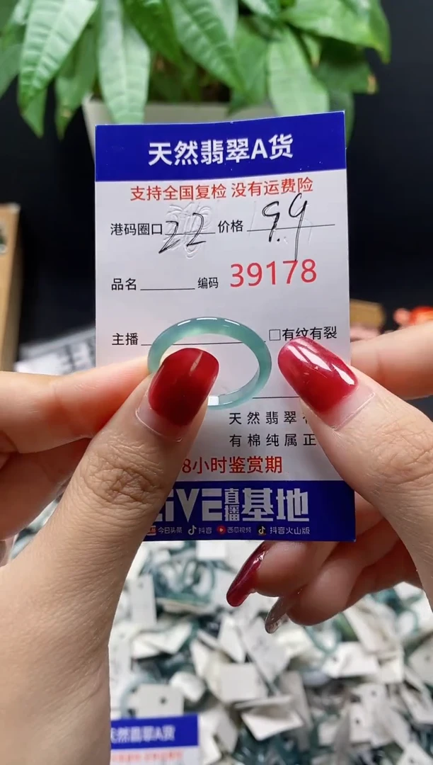 翡翠戒指未镶嵌 天然翡翠戒圈9178