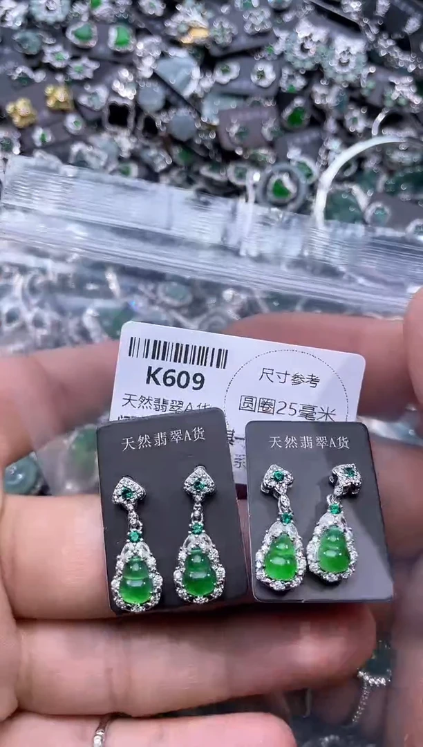 【闪购商品】翡翠颈饰未镶嵌K609耳钉 多样性发其一