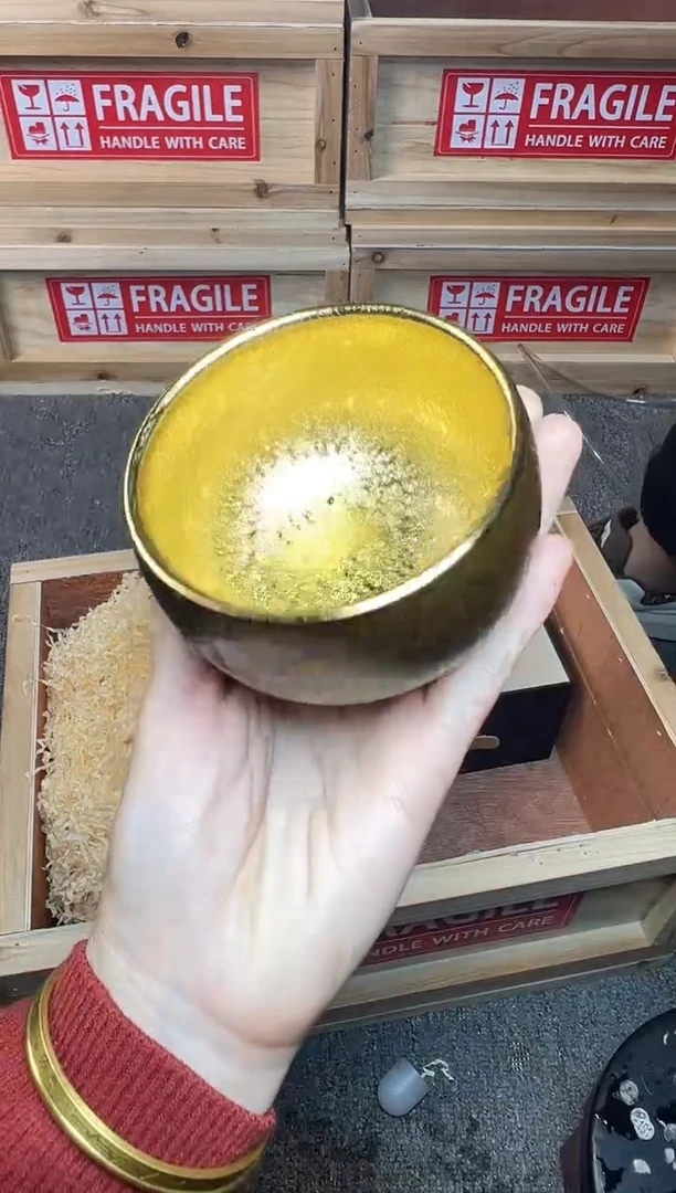 茶盏彩金 建窑建盏主人杯