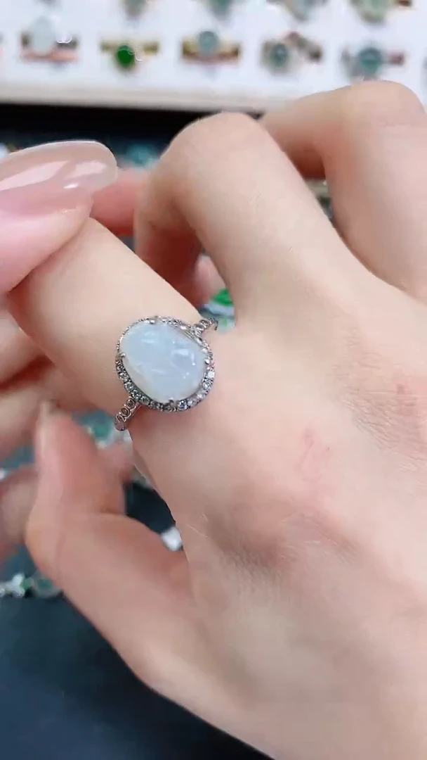 银S925镶嵌戒指翡翠天然翡翠