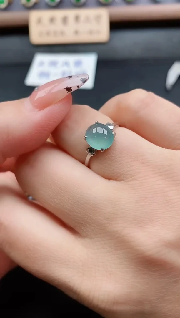 银S925镶嵌戒指翡翠1