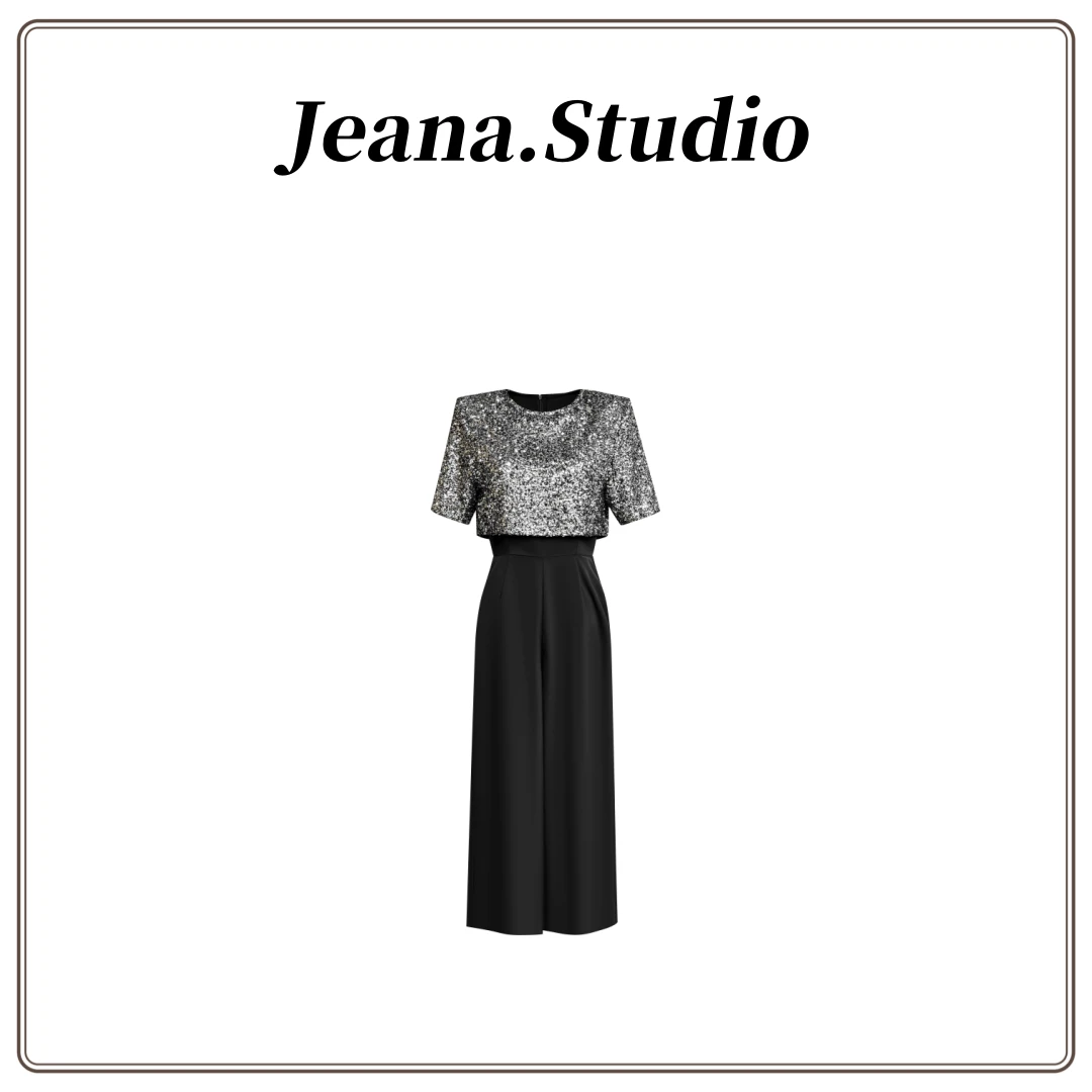 【Jeana.Studio】原创设计银色亮片连体裤