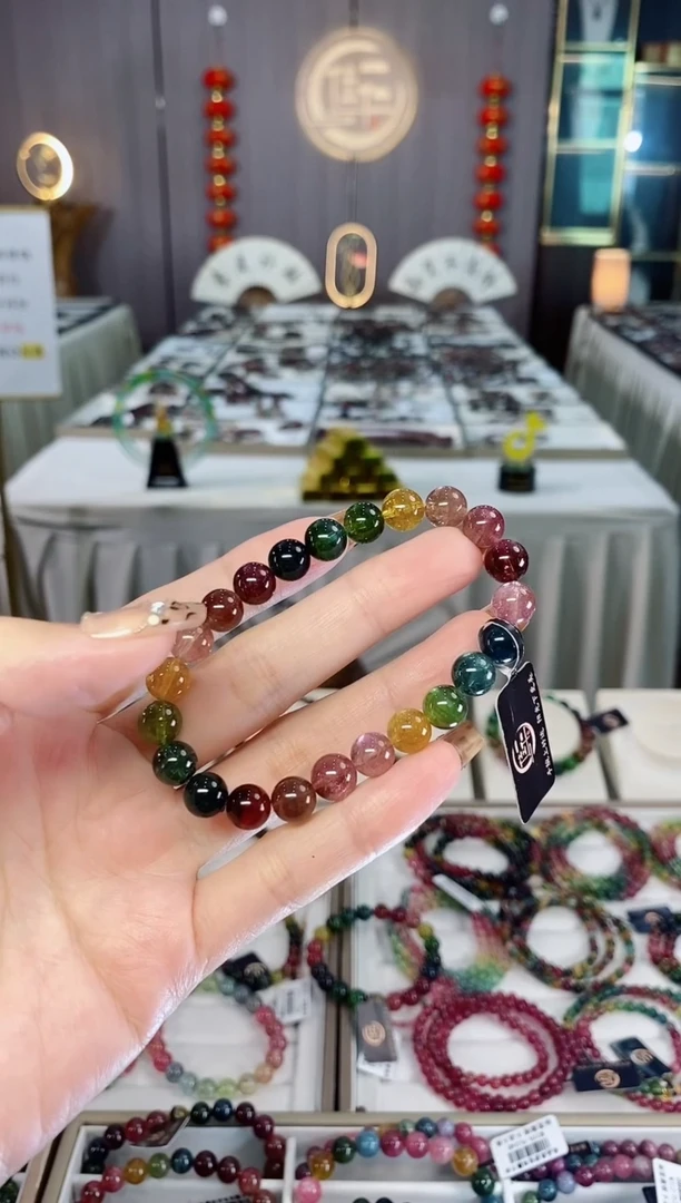 未镶嵌老矿碧玺色标高透单圈手串8mm+碧玺dan多样性发货一条