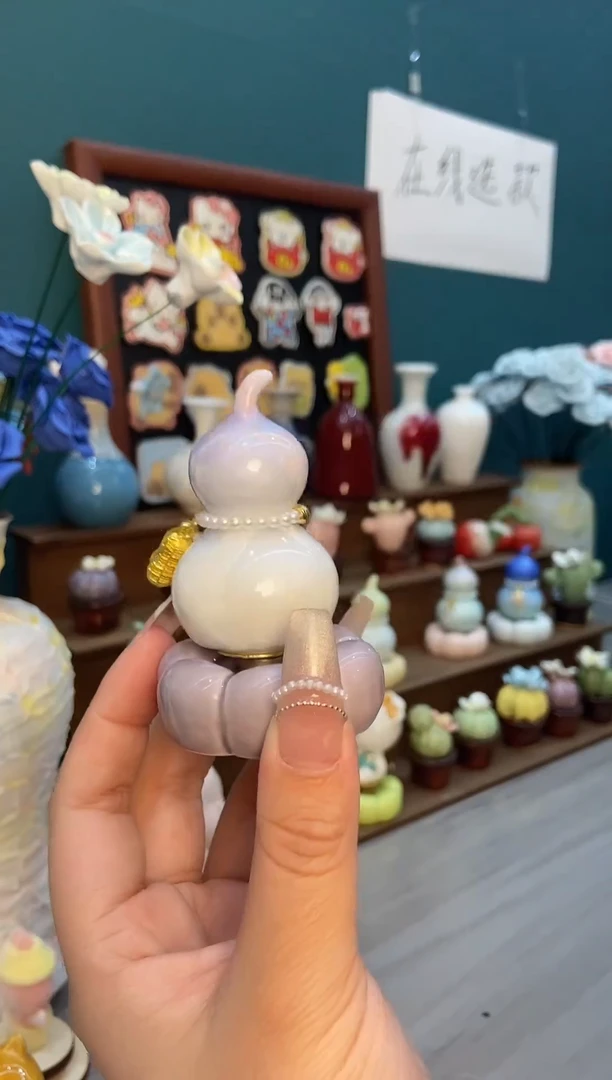 摆件紫色葫芦景德镇陶瓷转转1个装