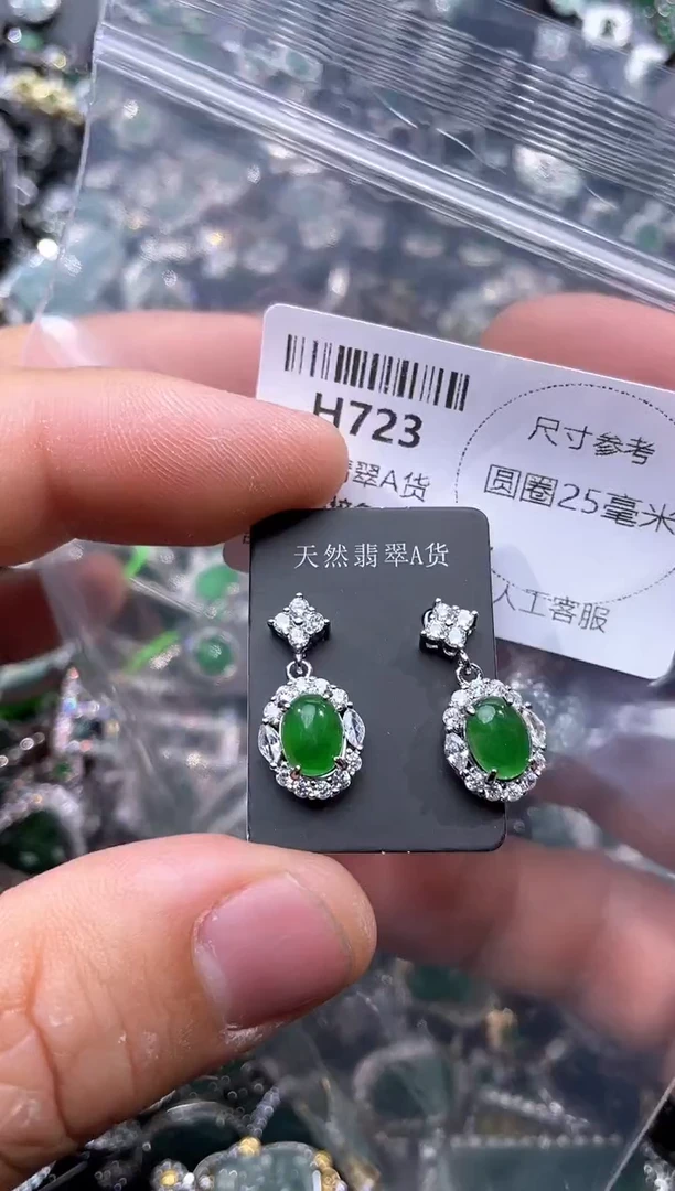 【闪购商品】翡翠颈饰未镶嵌H723耳钉
