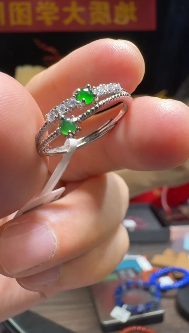 【闪购商品】翡翠戒指银S925镶嵌Y-翡翠S925绿蛋戒指