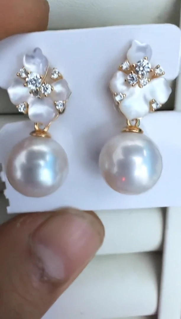 【闪购商品】淡水珍珠耳饰银S925镶嵌耳钉
