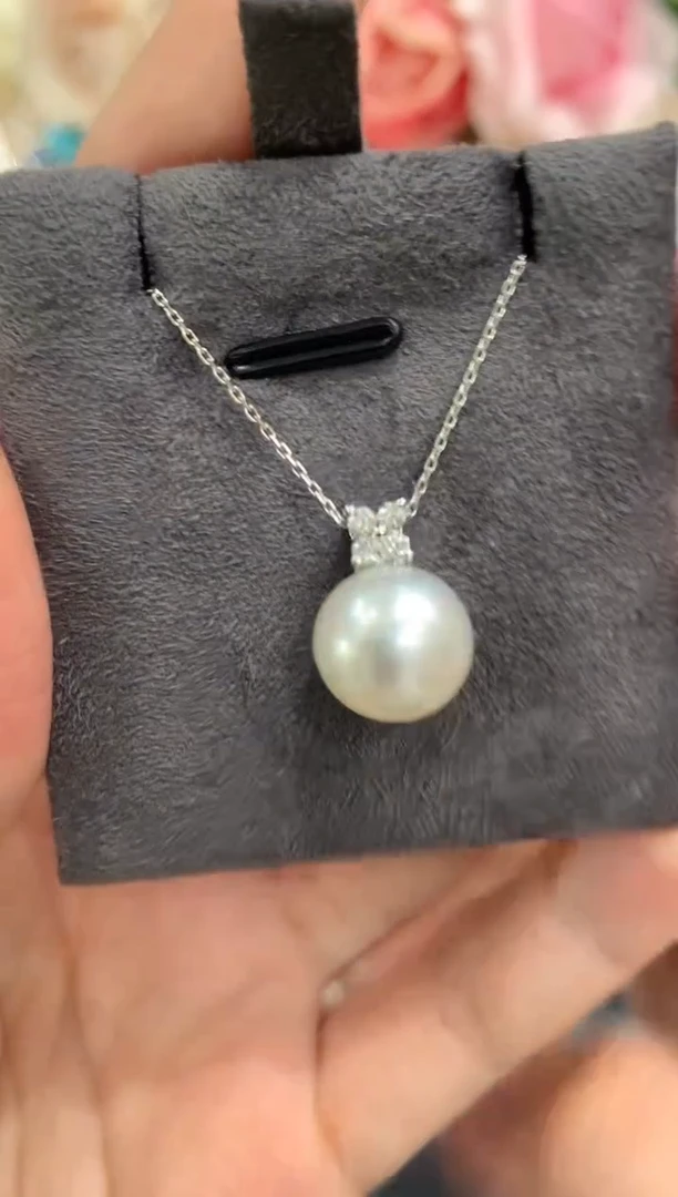 18K金镶嵌项链海水珍珠q159