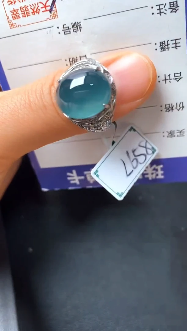 银S925镶嵌戒指翡翠2222