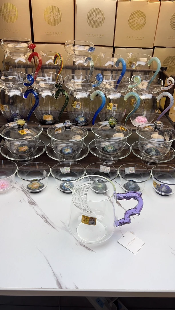 手工艺品玻璃禾器 丰隆茶海浅紫