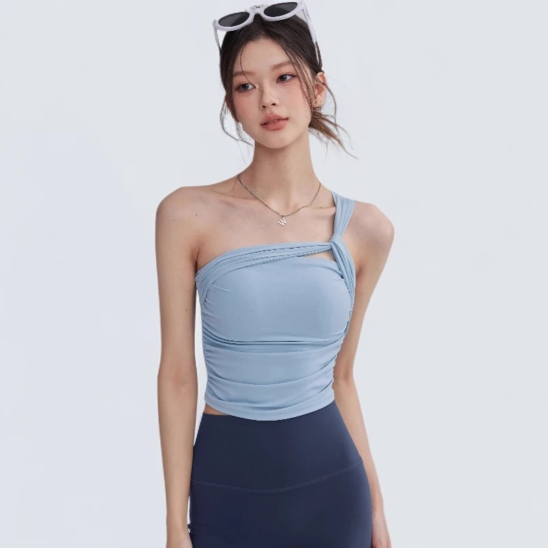 云端贝壳含胸垫瑜伽背心女外穿美背运动内衣普拉提训练健身文胸