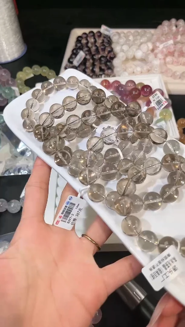 水晶手链未镶嵌多样性发一茶晶14mm