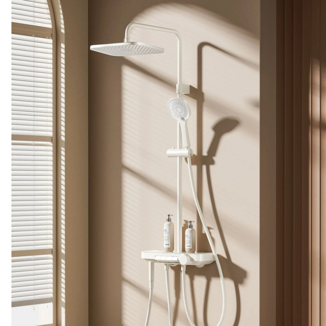 JOMOO/九牧【政府补贴】智能淋浴卫浴贴墙钢琴按键洁具奶油白36677