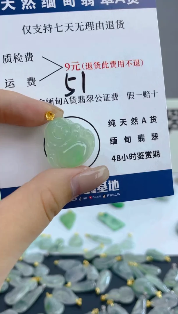 颈饰18K金镶嵌翡翠天然A货翡翠  51