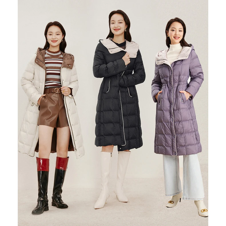 【恒温保暖】【专柜上新】珂莱蒂尔御寒保暖好羽绒服女连帽收腰