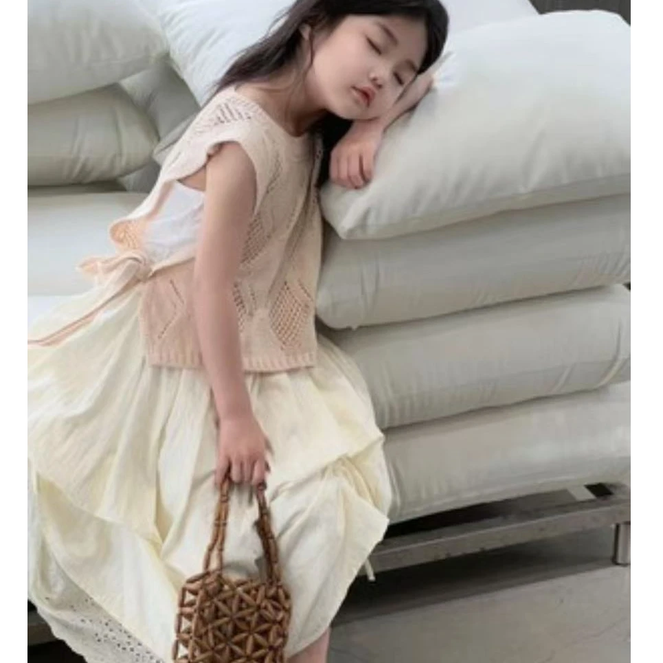 504106  韩版女童时尚洋气日常百搭休闲夏季纯色套装