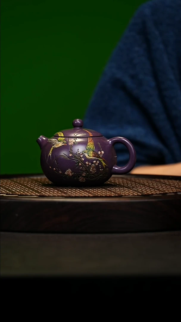 宜兴原矿高端紫砂 天青玫瑰紫220cc