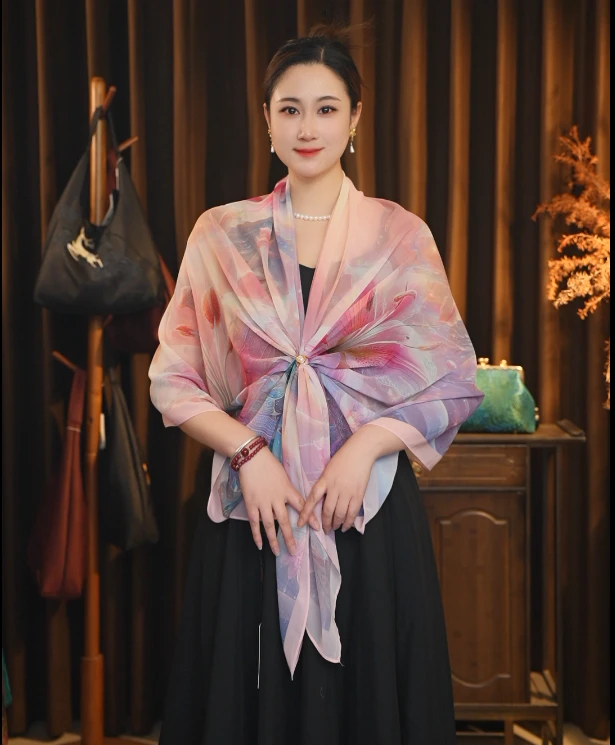 xys-601 【幻彩百合】 薯莨纱  香韵纱 70x180