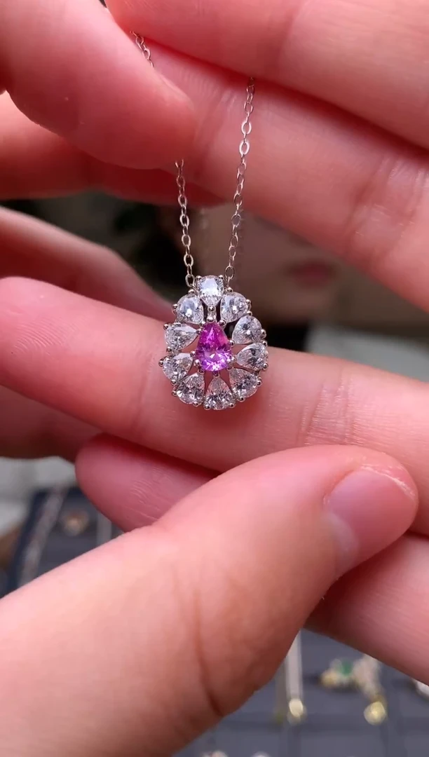 颈饰蓝宝石银S925镶嵌项链