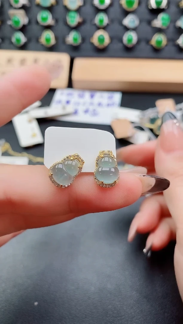 银S925镶嵌翡翠耳饰1212