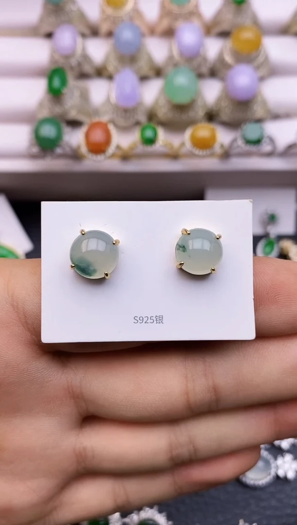 银S925镶嵌翡翠耳饰福利3622