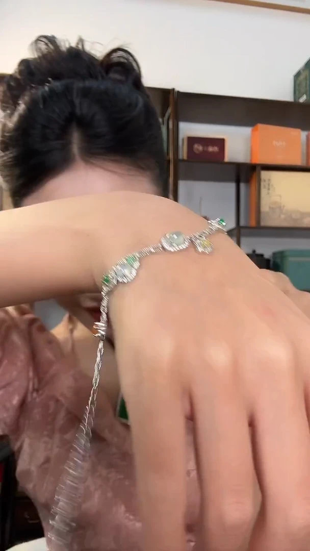 银S925镶嵌手链翡翠手链