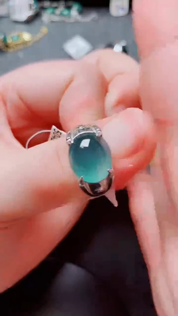 翡翠戒指银S925镶嵌1111