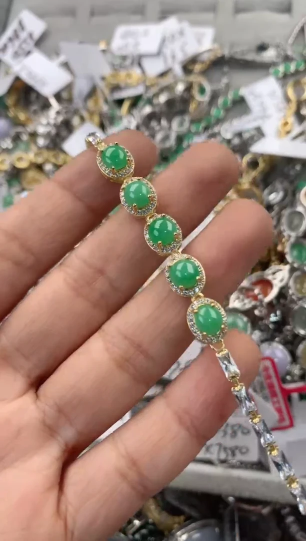 银S925镶嵌戒指翡翠444              9