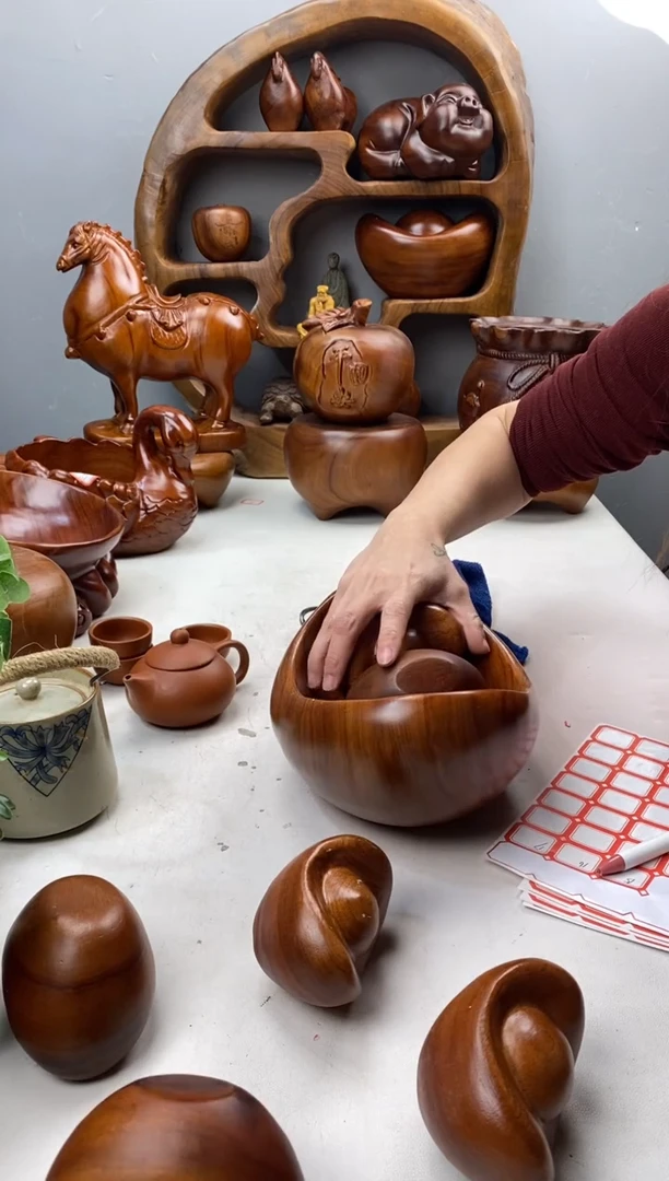 香樟木A15小元宝摆件/尺寸10*6