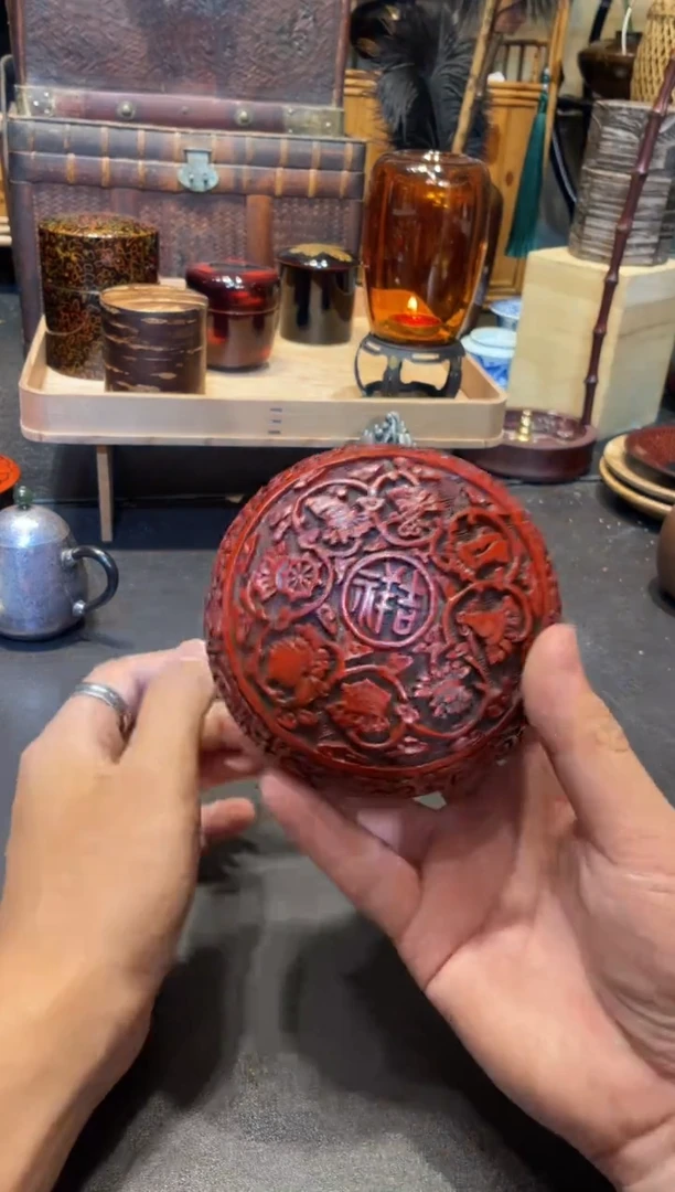 剔红香盒 大漆漆器大漆漆器大漆漆