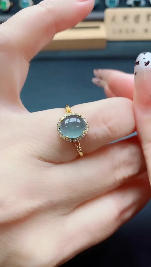 银S925镶嵌戒指翡翠1