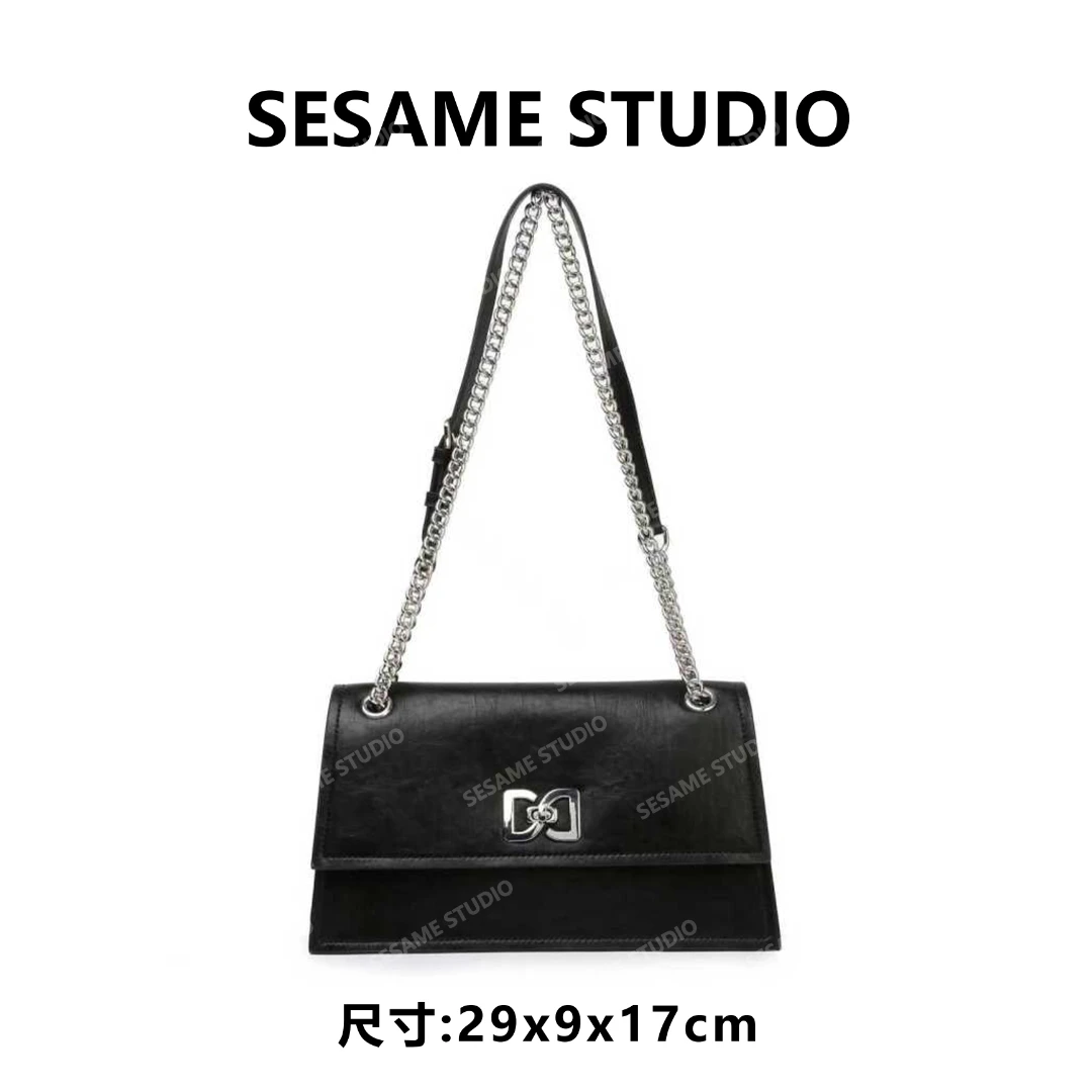 【芝麻集】【银蝴蝶】BF-66689-黑色休闲时尚百搭腋下女包