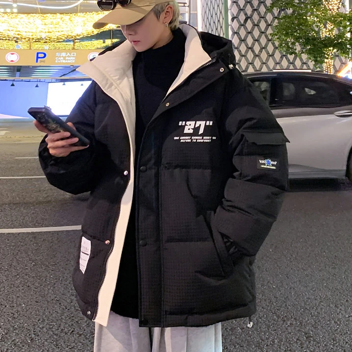 青少年冬季新款白鸭绒羽绒服宽松休闲连帽外套男潮流学生韩版上衣