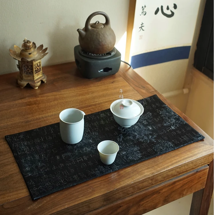 双面茶席 长款茶垫桌垫 茶配件 甲骨文与竹茶席   年禧堂