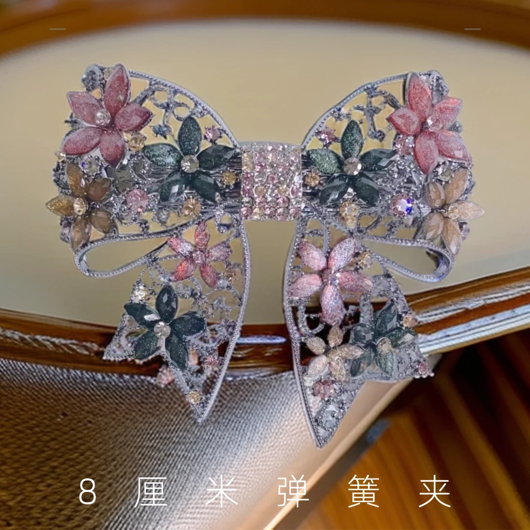 泛思重工蝴蝶结弹簧夹头饰高端复古气质优雅发饰马尾横夹顶夹发夹