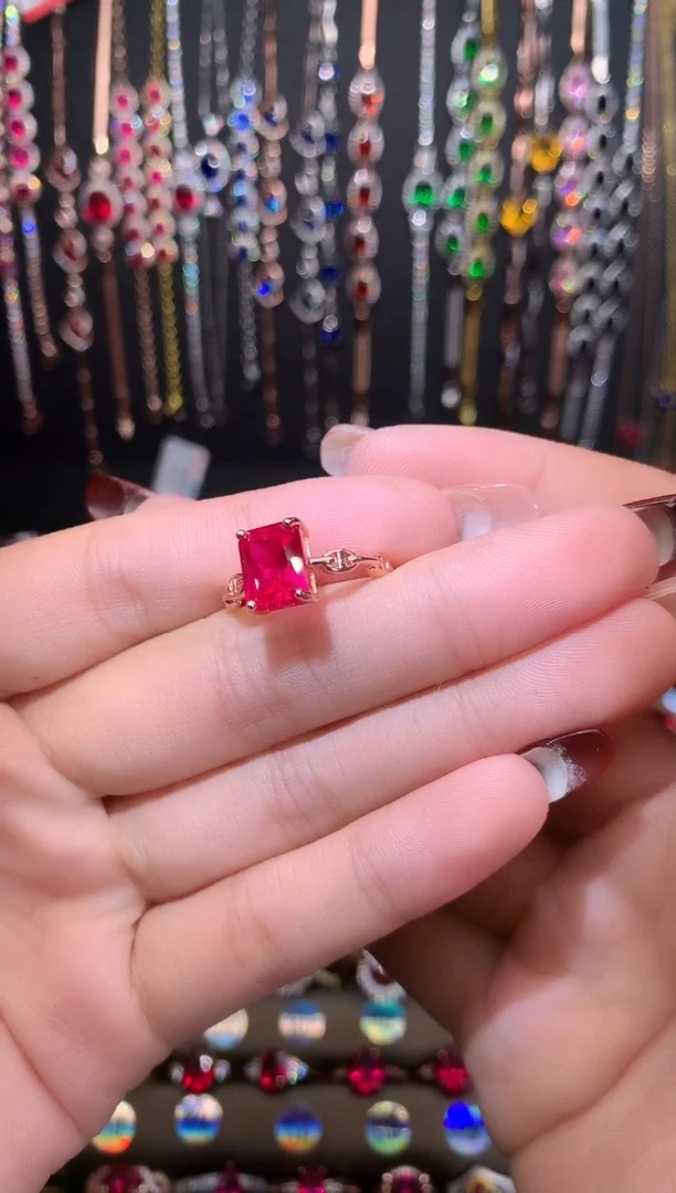 【闪购商品】红宝石耳饰银S925镶嵌玫瑰金