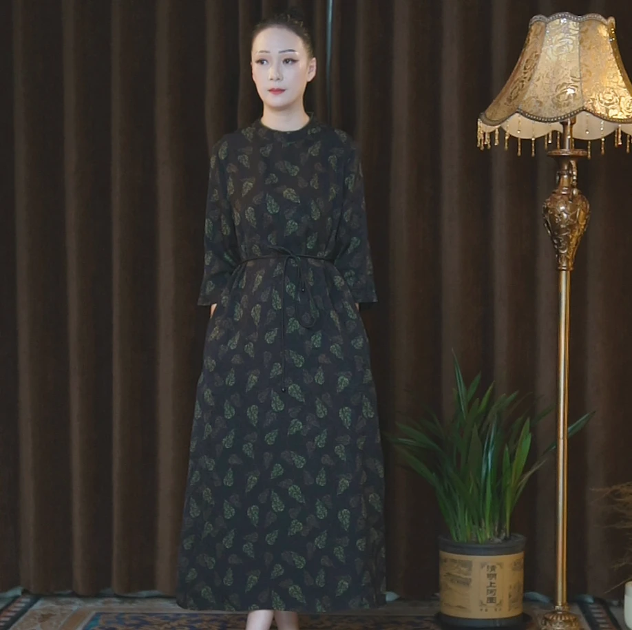 【涵夫人】秋季2025新款圆领新中式女装连衣裙