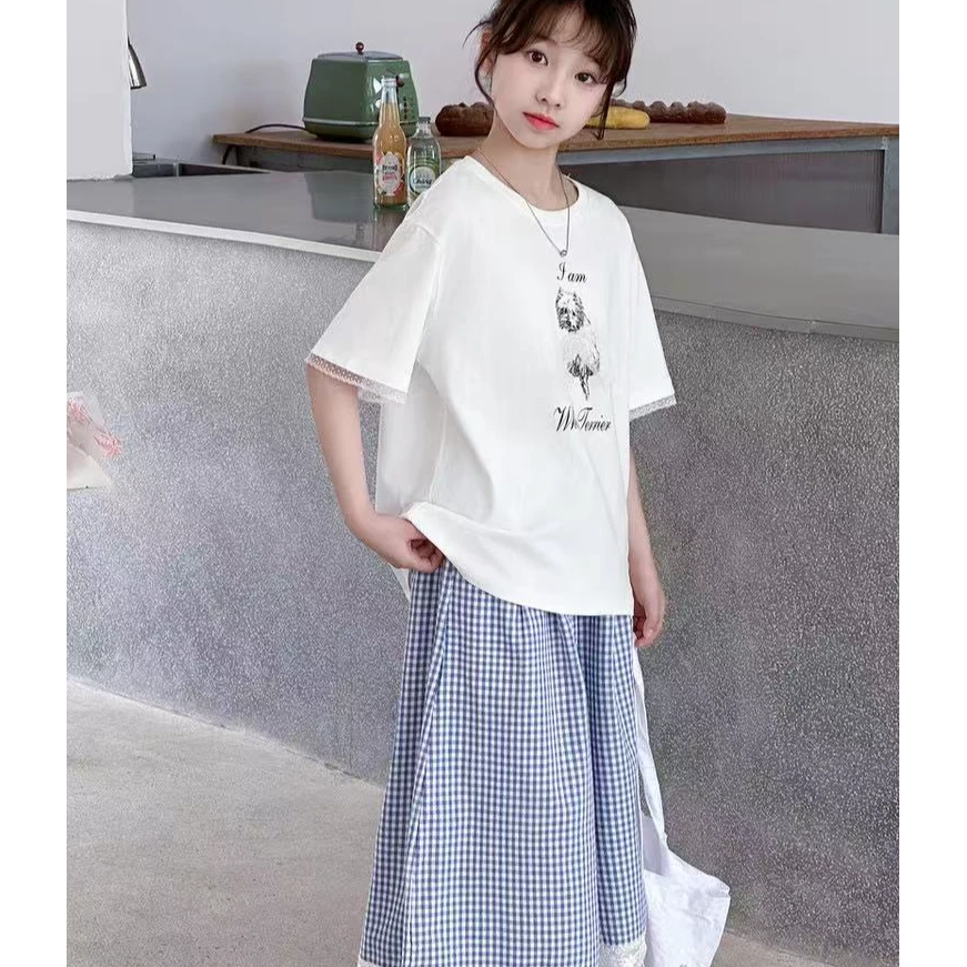 070～白99435高品质女童夏季套装两件套（有发圈）