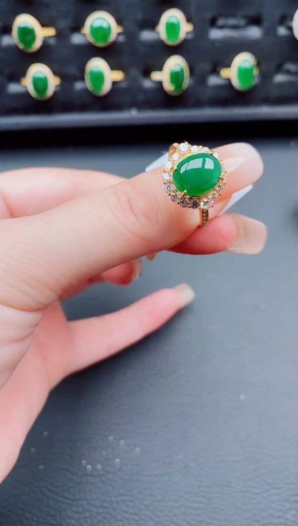 翡翠戒指银S925镶嵌天然a货翡翠73