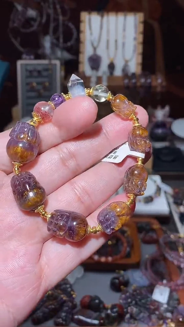 手串未镶嵌水晶极光紫钛全家福