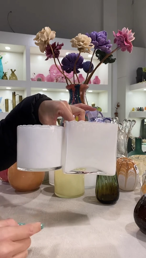 慕忆家手作琉璃花瓶一对