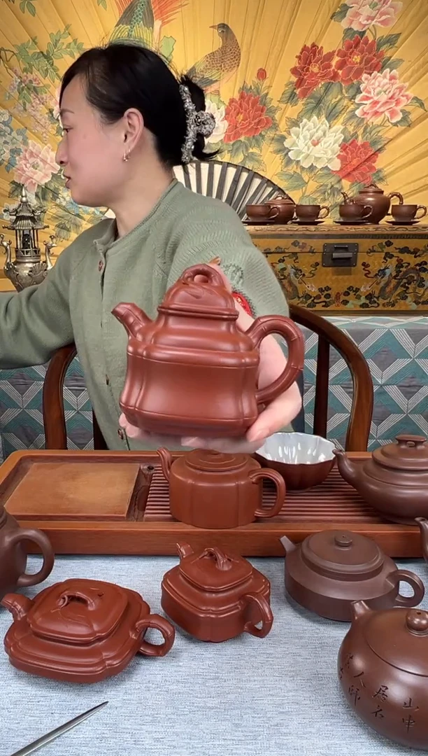 【闪购商品】紫砂茶壶朱泥四方竹鼎180CC