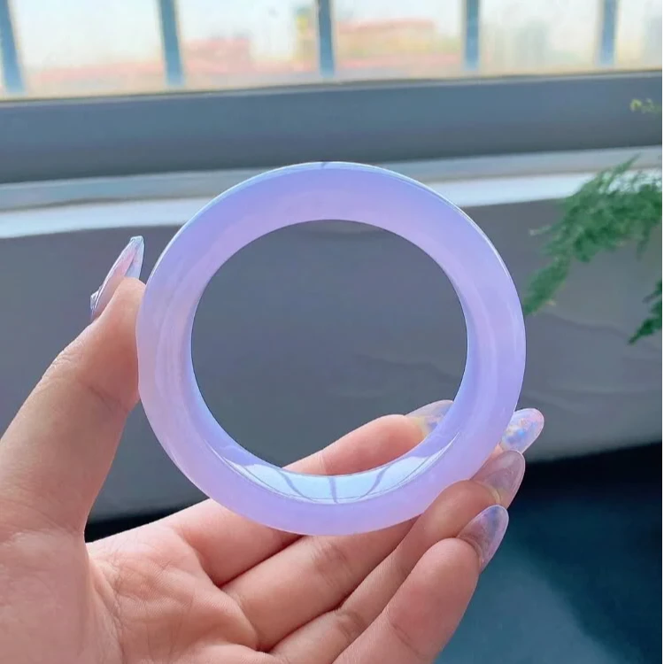 上等高品毕业级紫罗兰玛瑙玉镯女款精品天然紫玉髓手镯多样性发一