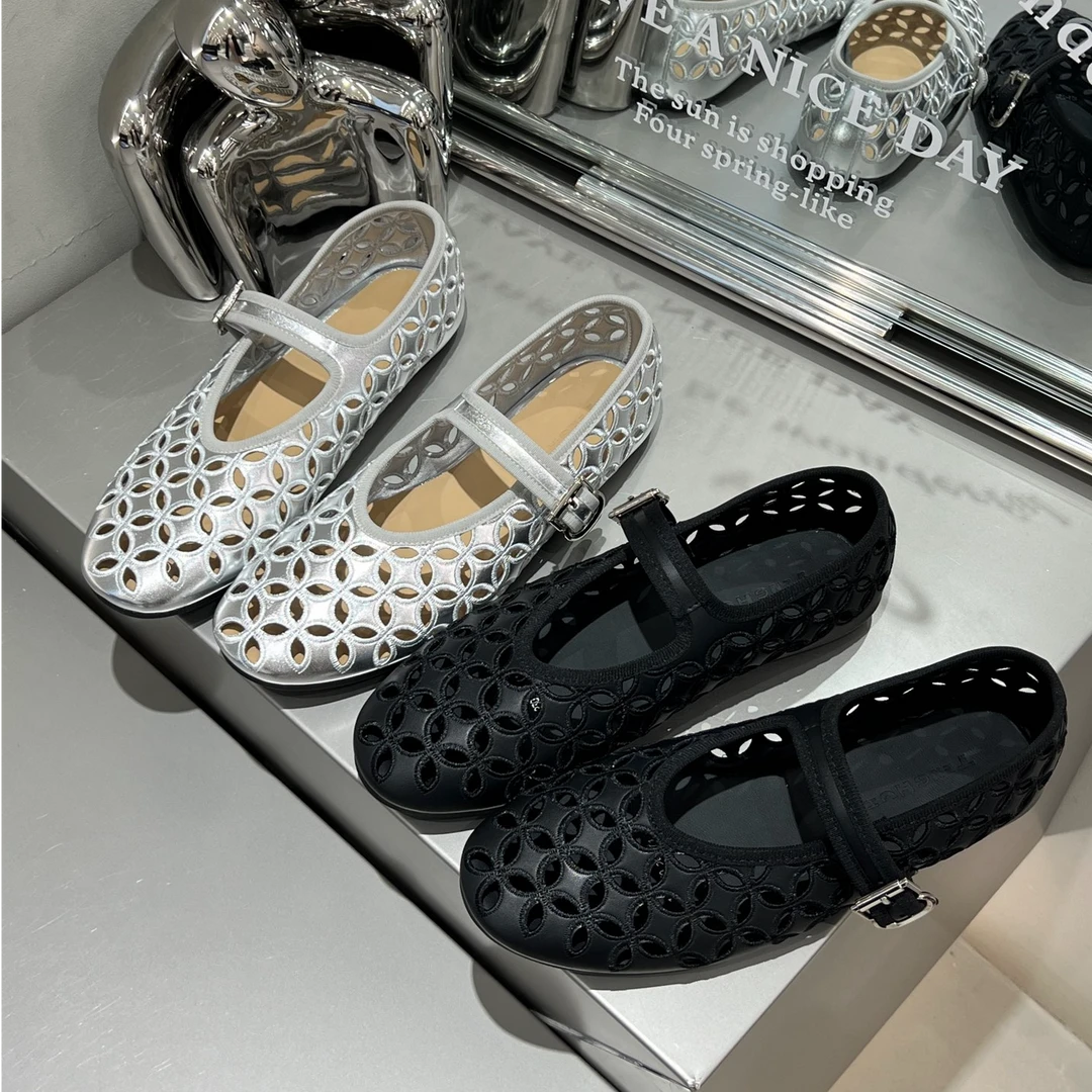 【Alex轻奢】牛皮雕花玛丽珍鞋老钱风夏季透气平底百搭单鞋101-230