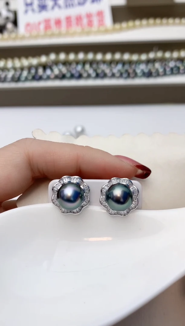 银S925镶嵌耳饰海水珍珠A25