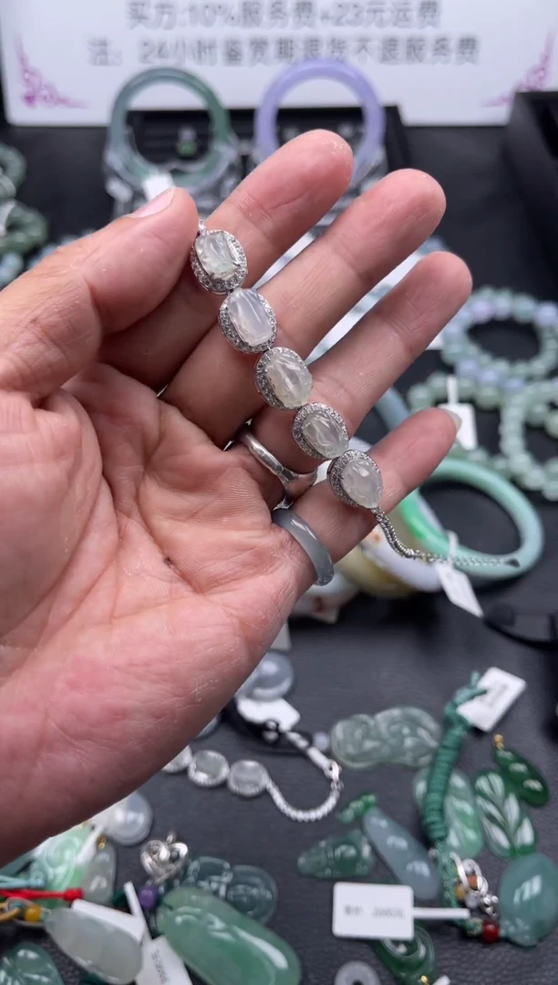 【闪购商品】翡翠手链银S925镶嵌5在貔貅款
