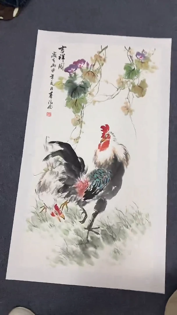 竖款精品三尺花鸟