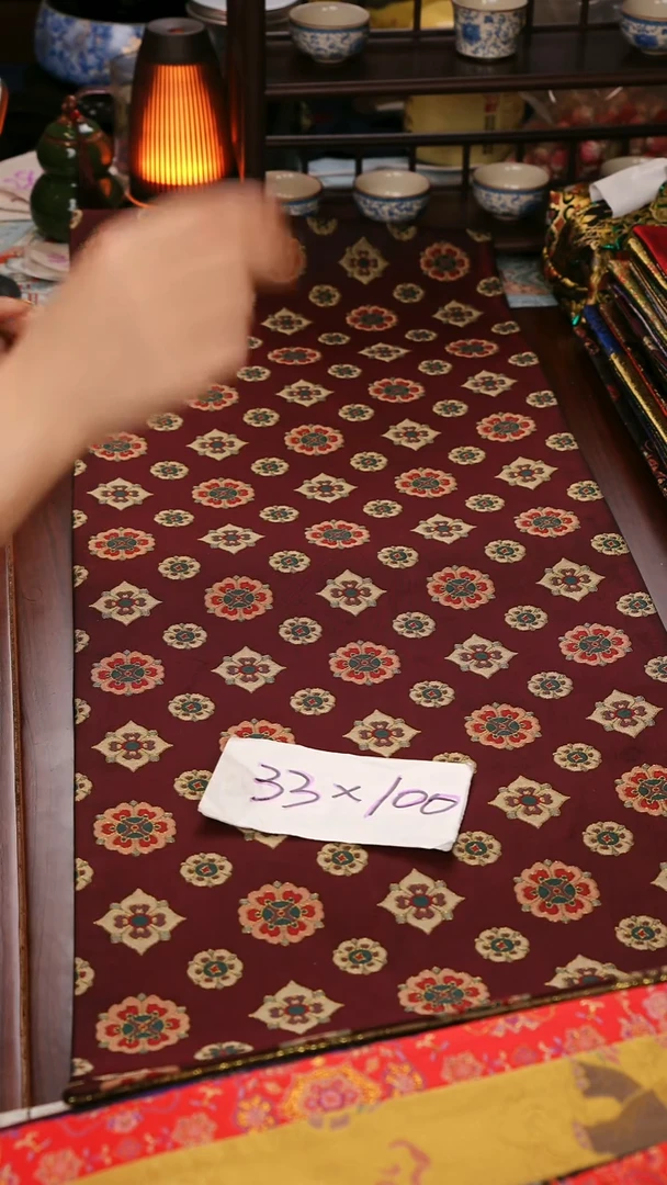 【琵琶宝相花双面】中国风干泡织锦茶席33*100