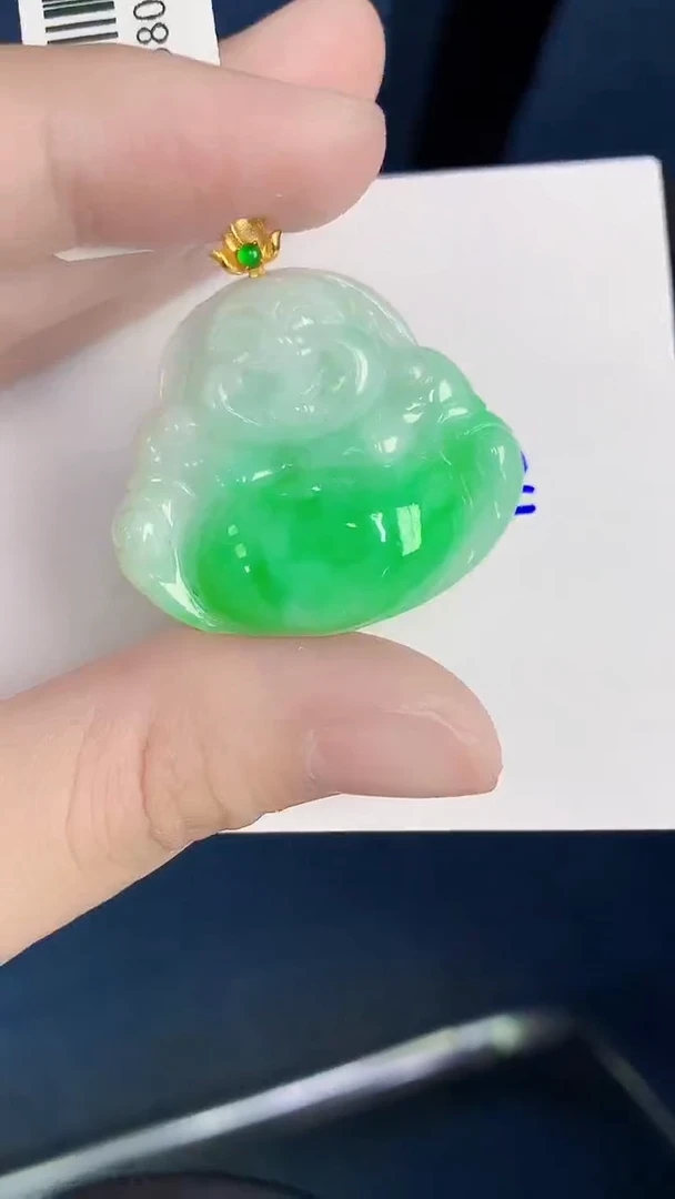 颈饰18K金镶嵌翡翠天然翡翠缅甸A货